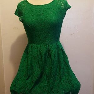 Green lace babydoll dress